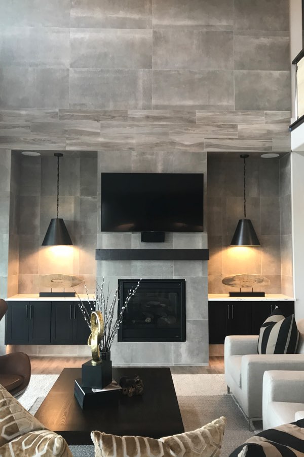 TV installation above fireplace (granite wall)